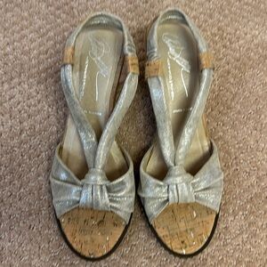 Metallic wedge sandals